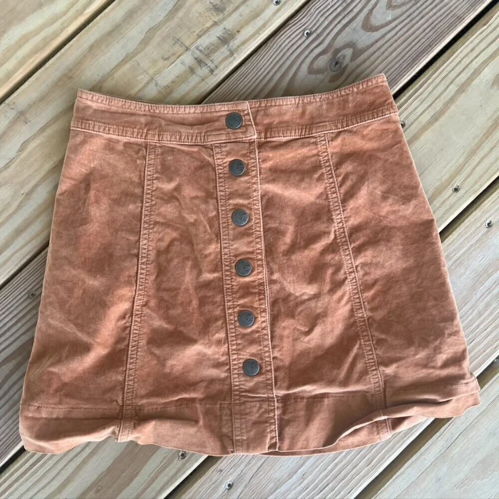 Madewelll Button Up Suede Mini Skirt Tan Brown Size 0